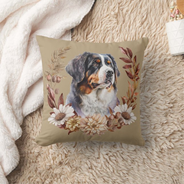 Almofada Bernese Mountain Dog Autumn Wreath (Cobertor)