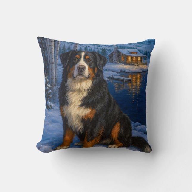 Almofada Bernese Mountain Dog Holiday  (Frente)