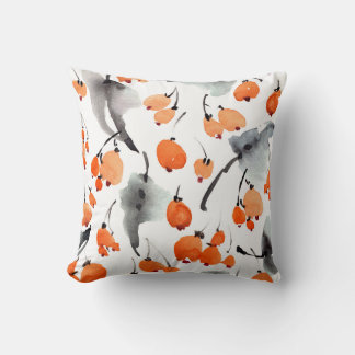 Almofada Berries, folhas de aquarela, ilustração com tinta,