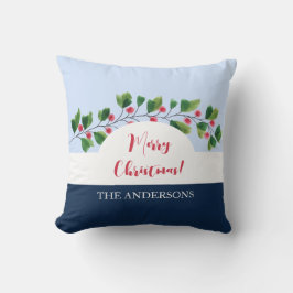 Almofada Berry Branch De Cor Vermelha E Verde Azul