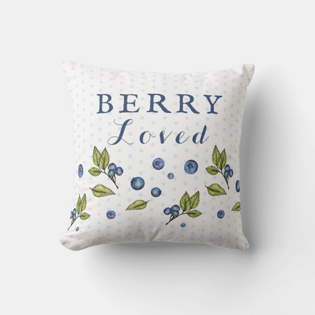 Almofada Berry Loved Blueberry Travesseiro decorativo (Frente)