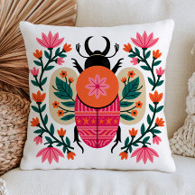 Besouro Colorido Inseto Arte Folclórica Floral Cot