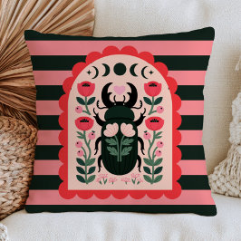 Almofada Besouro Floral Celestial Arte Folclórica Inseto Li