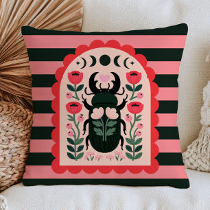 Almofada Besouro Floral Celestial Arte Folclórica Inseto Li