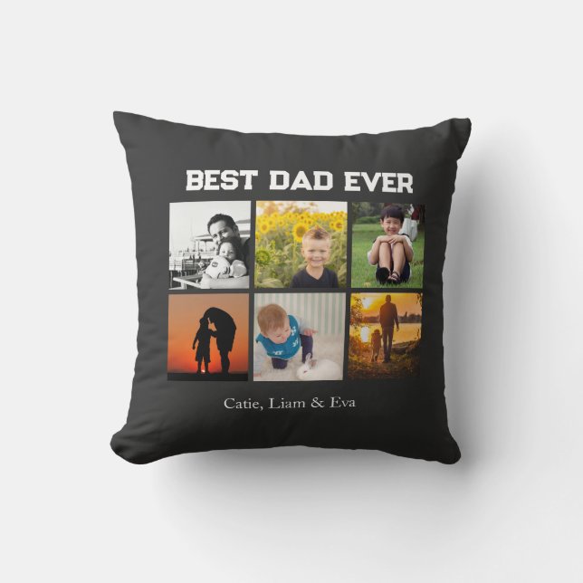 Almofada Best Dad Ever Customizable name and images (Frente)