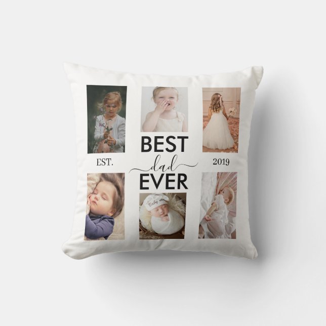 Almofada Best Dad Ever Customizable year and images (Frente)