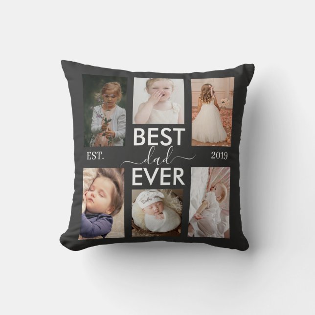 Almofada Best Dad Ever Customizable year and images (Frente)