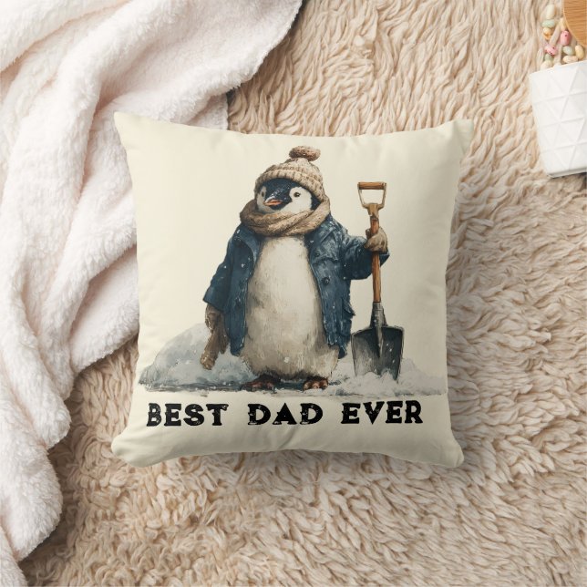 Almofada Best Dad Ever Winter Penguin Design (Cobertor)
