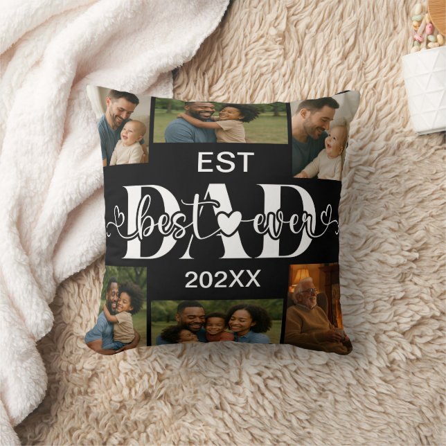 Almofada Best Father Ever Throw Pillow – Personalized Photo (Cobertor)