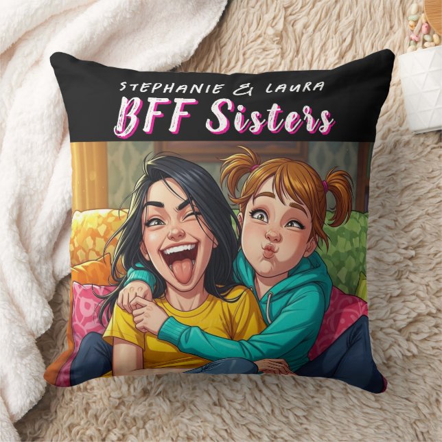 Almofada Best Friends Sisters Funny  (Cobertor)