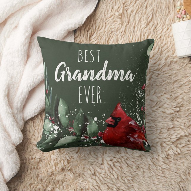 Almofada Best Grandma Ever Pretty Red Cardinal Photo Xmas (Cobertor)