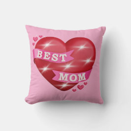 Almofada Best Mom 3D Glossy Red Heart Mother's Day Gif