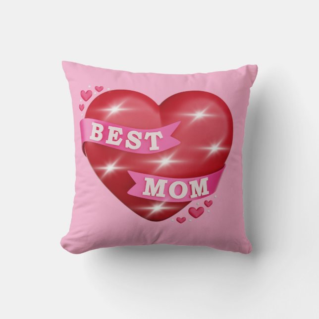Almofada Best Mom 3D Glossy Red Heart Mother's Day Gif (Frente)