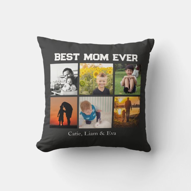 Almofada Best Mom Ever Customizable name and images (Frente)