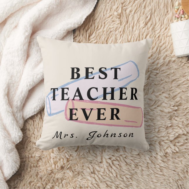 Almofada Best Teacher Ever – Custom Name Pillow (Cobertor)