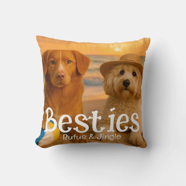 Almofada Besties BFF Friends Name Personalized Photo Bone  (Frente)