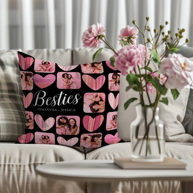 Almofada Besties Corações Rosa e Pretos e Foto (Criador carregado)
