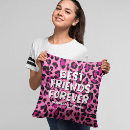 Almofada Besties De Melhor Amigo Leopardo Rosa BFF
