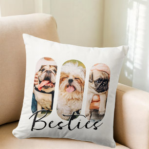 Almofada Besties Pet Simple Modern Reproduzir Três Fotos