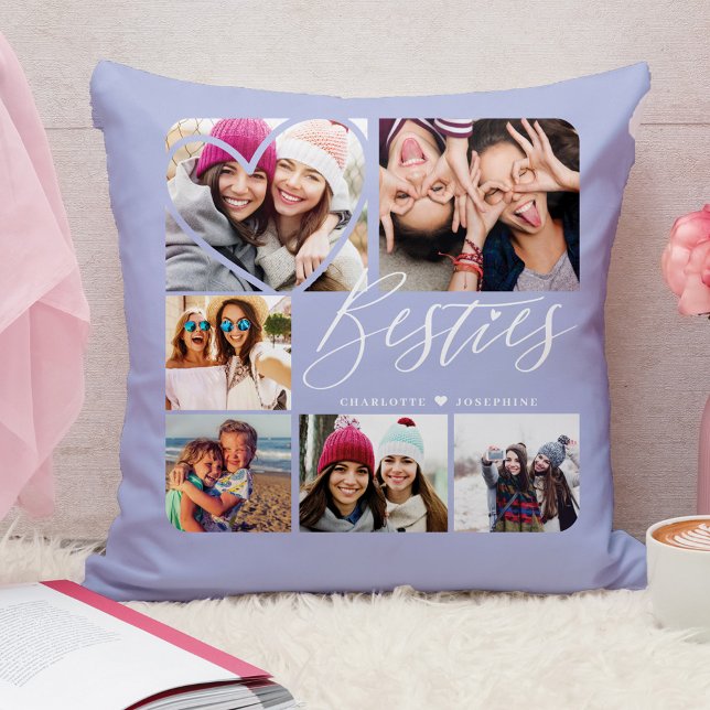 Almofada Besties Script BFFs Heart 6 Photo Grid (Criador carregado)
