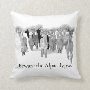 Almofada Beware o Alpacalypse - chalaça engraçada do humo
