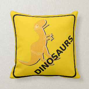 Almofada Beware o sinal de aviso T-Rex dos dinossauros dos