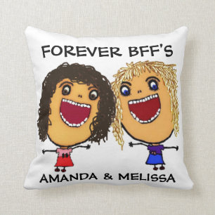 Almofada BFFs Blonde e Brunette de melhor amigo de desenho 