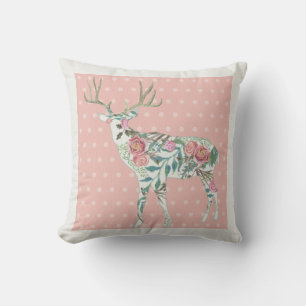 Almofada BHO Floral Deer w Antlers Dot Pattern Flowers