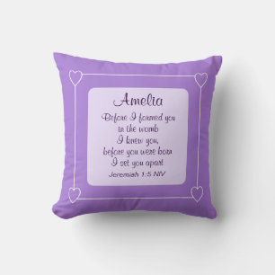 Almofada Bíblia Roxo Claro Nome Personalizado Verso Nome Be