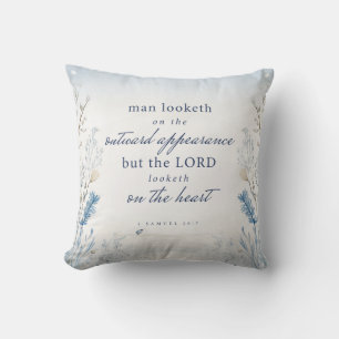 Almofada Bíblia Verso 1 Samuel 16:7 Travesseiro decorativo 