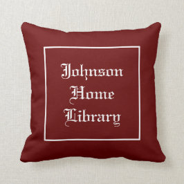 Almofada Biblioteca do lar de nomes de família vermelho esc