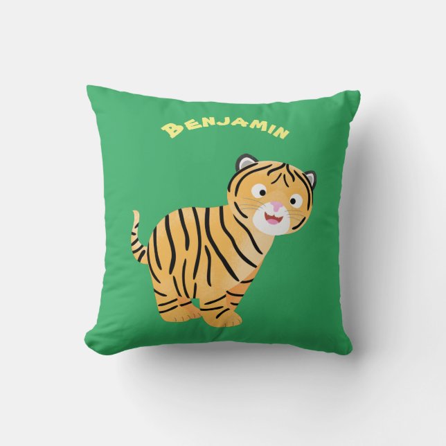 Almofada Bicho de tigre feliz e bonito (Frente)