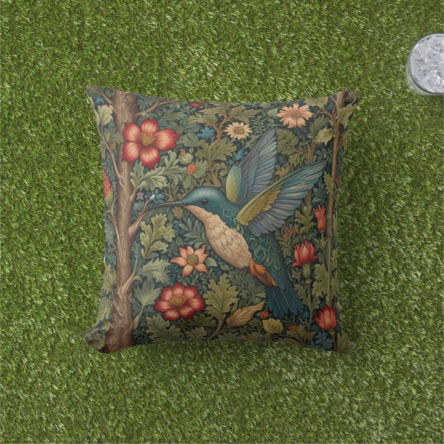 Almofada Bicho romântico de beija-flor elegante (Grama)