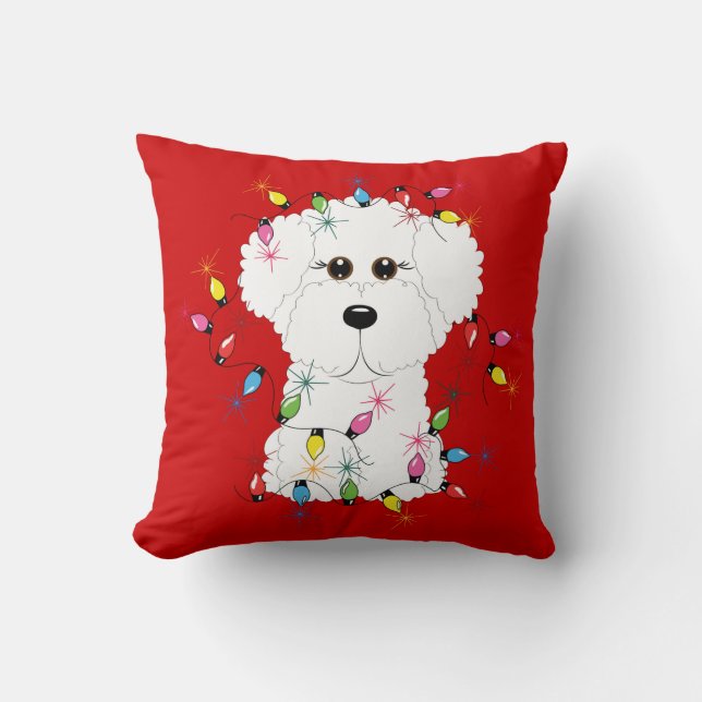 Almofada Bichon Frise com o travesseiro decorativo das (Frente)