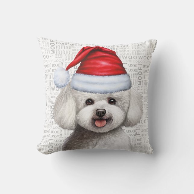 Almofada Bichon Frise Dog Watercolor Natal (Frente)