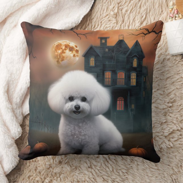 Almofada Bichon Frise Halloween Scary (Cobertor)