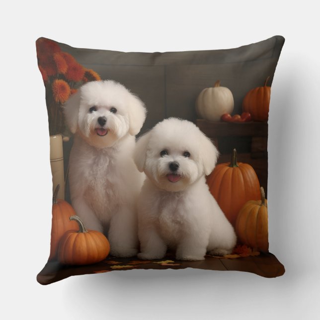 Almofada Bichon Frise Puppy Autumn Delight Pumpkin (Verso)