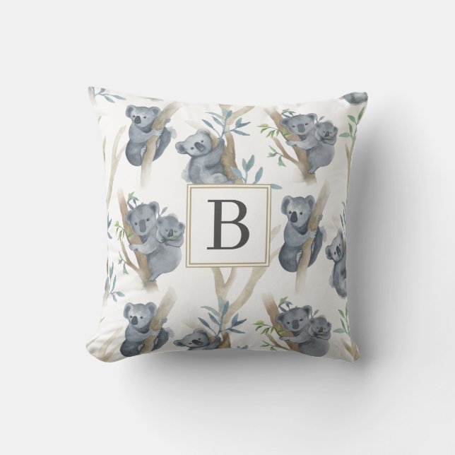 Almofada Bichos Cachorros Koala Monogrammed Nursery Travess (Frente)