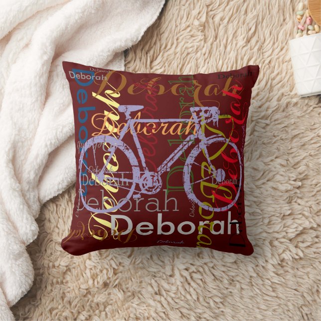 Almofada bicicleta com nome padronizado personalizada (Cobertor)
