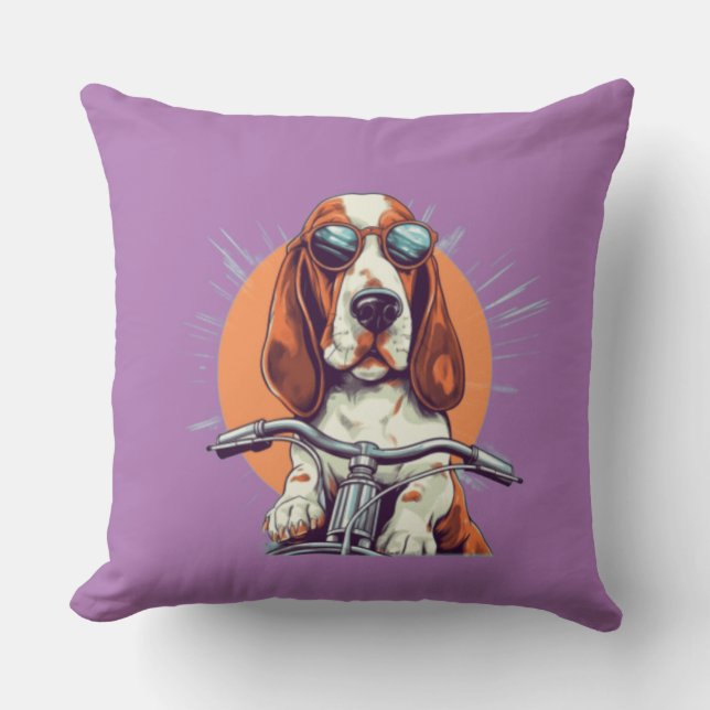 Almofada Bicicleta de cão giro no Travesseiro decorativo do (Frente)
