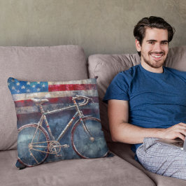Almofada bicicleta de corrida em fundo de bandeira acrílica