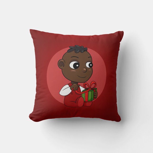 Almofada Bicicleta de Natal Afro-Americano (Frente)
