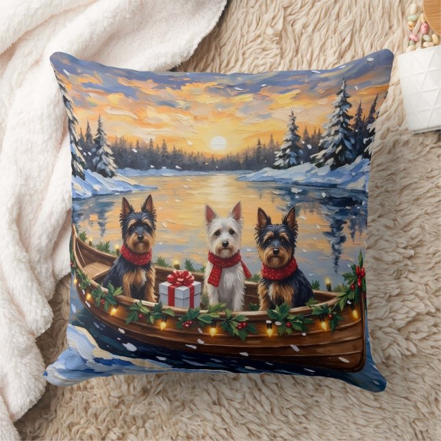 Almofada Biewer Terrier Christmas Boat Holiday (Cobertor)