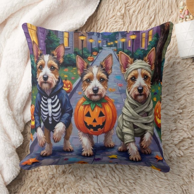 Almofada Biewer Terrier Trick-or-Tratating Halloween Costum (Cobertor)