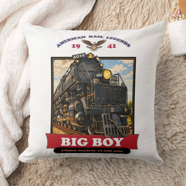 Almofada Big Boy 4014 Steam Locomotive Retro Illustration (Cobertor)