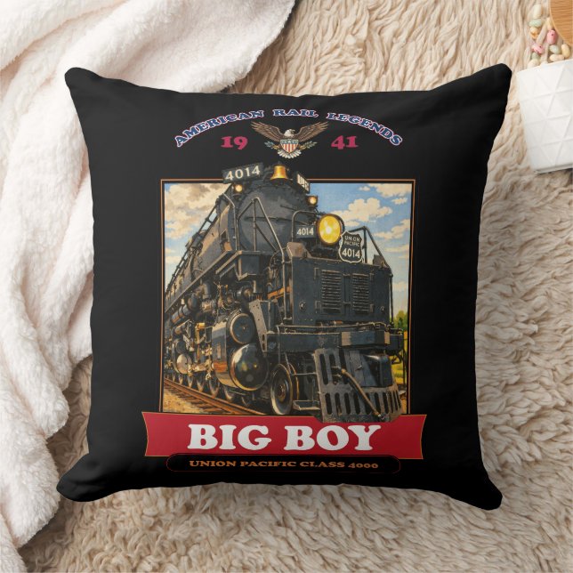 Almofada Big Boy 4014 Steam Locomotive Vintage Illustration (Cobertor)