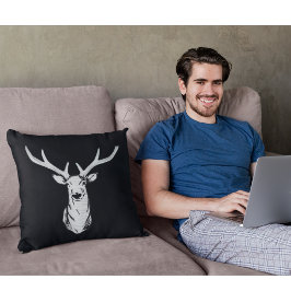 Almofada Big Buck Silver Deer Black Modern Men