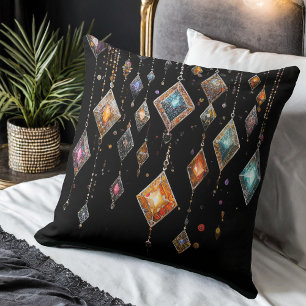 Almofada Big Colorful Boho Gems em preto ID1035