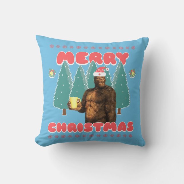 Almofada Bigfoot Engraçado - Feliz Natal (Frente)