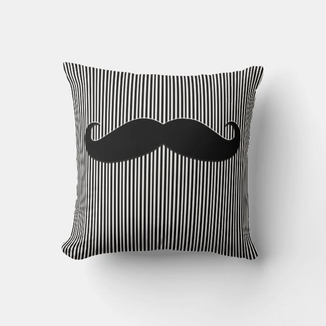 Almofada Bigode preto e travesseiro decorativo engraçado (Frente)